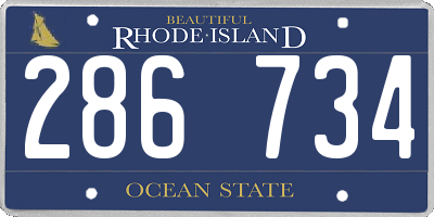 RI license plate 286734