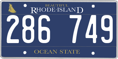 RI license plate 286749
