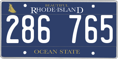 RI license plate 286765