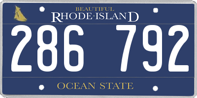 RI license plate 286792
