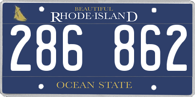 RI license plate 286862