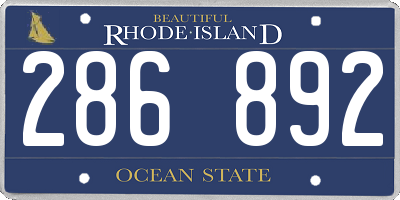RI license plate 286892