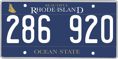 RI license plate 286920