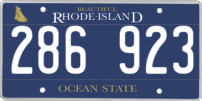 RI license plate 286923