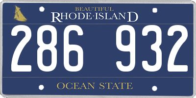 RI license plate 286932