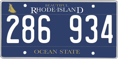 RI license plate 286934