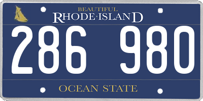 RI license plate 286980