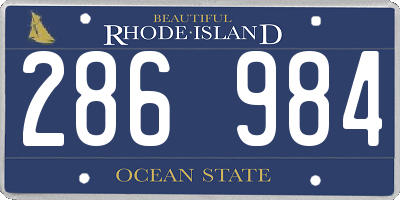 RI license plate 286984