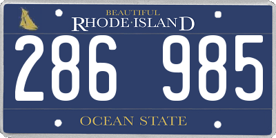 RI license plate 286985
