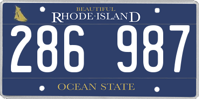 RI license plate 286987