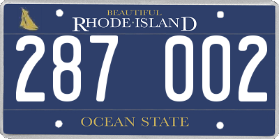 RI license plate 287002