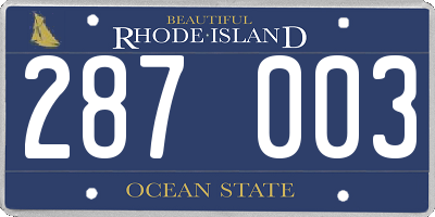RI license plate 287003