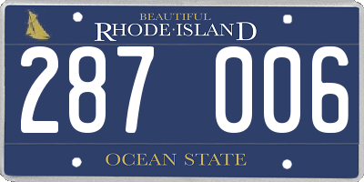 RI license plate 287006