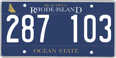 RI license plate 287103