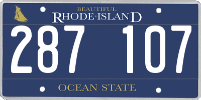RI license plate 287107