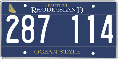 RI license plate 287114