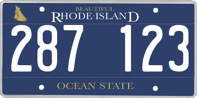 RI license plate 287123