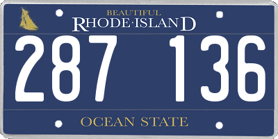 RI license plate 287136