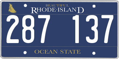 RI license plate 287137