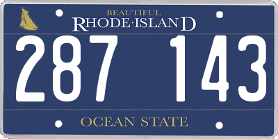 RI license plate 287143