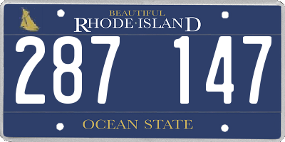 RI license plate 287147