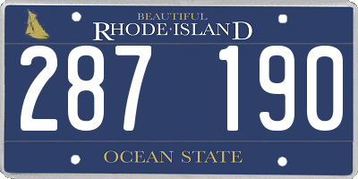 RI license plate 287190