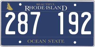 RI license plate 287192