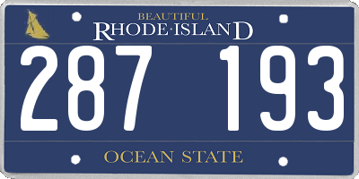 RI license plate 287193