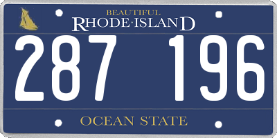 RI license plate 287196