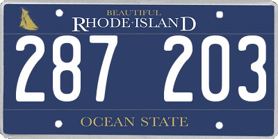 RI license plate 287203