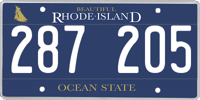 RI license plate 287205