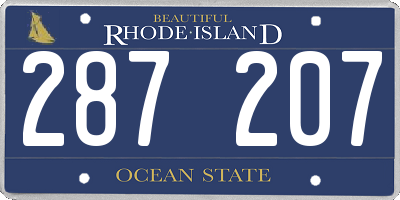 RI license plate 287207