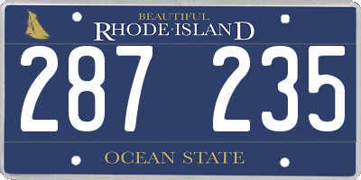 RI license plate 287235