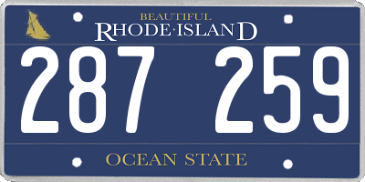 RI license plate 287259