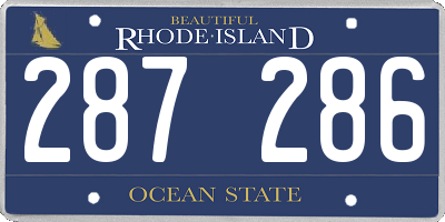 RI license plate 287286