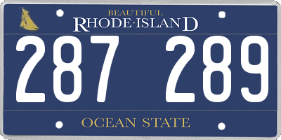 RI license plate 287289