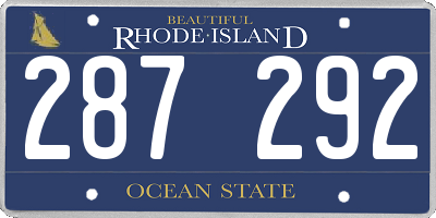 RI license plate 287292