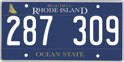 RI license plate 287309