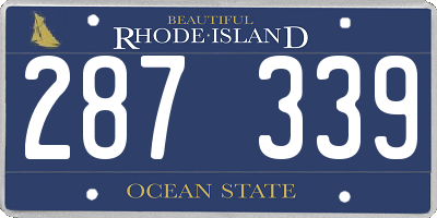 RI license plate 287339
