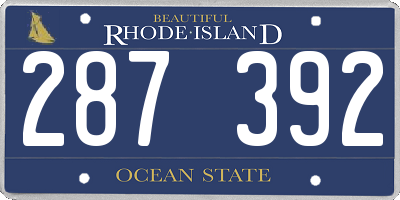 RI license plate 287392