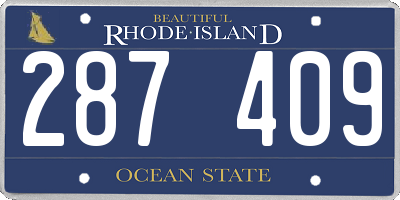 RI license plate 287409