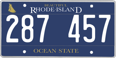 RI license plate 287457