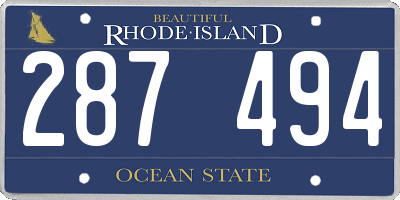 RI license plate 287494