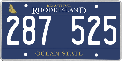 RI license plate 287525