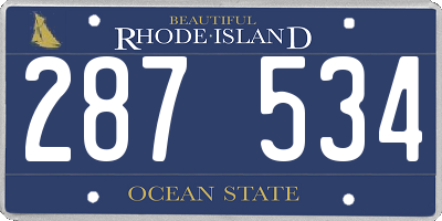 RI license plate 287534
