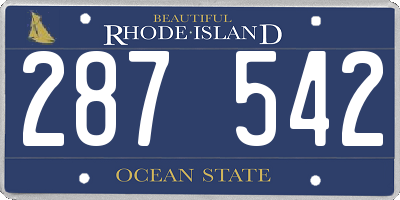 RI license plate 287542