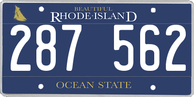 RI license plate 287562
