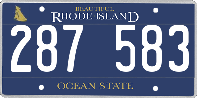 RI license plate 287583