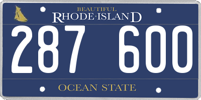 RI license plate 287600
