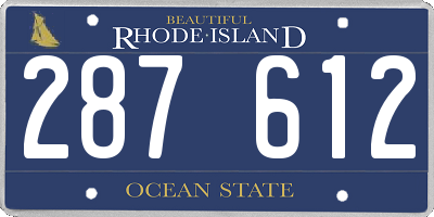 RI license plate 287612